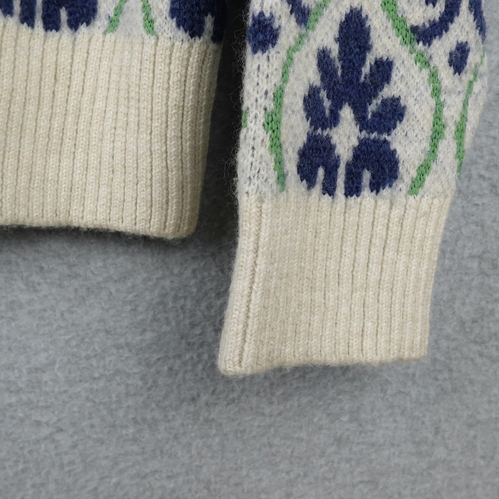 Anthropologie Maeve Cardigan Womens S Knit Floral Pop Graphic Intarsia Nordic - Picture 6 of 14